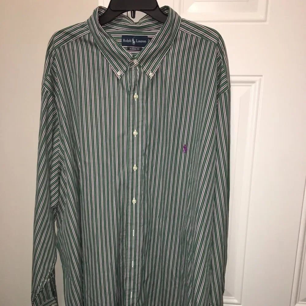 Big Man Purple Green Pony Ralph Lauren shirt 4XB